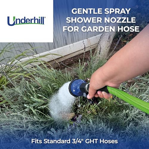 Underhill Commercial Gentle Spray Shower Nozzle, Garden Water Hose Sprayer for Watering Plants and Flowers, 3/4", Includes 3 Stainless Steel Pattern Plates (450, 750 and 1000 Holes) - style: RP-75PL