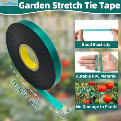 300 FEET x 1/2" 4mil Thick Stretch Non-Adhesive Tie Tape, Green Plant Garden Tie, Plant Ribbon for Branches, Climbing Planters, Flowers - size: 1/2 Inch Wide