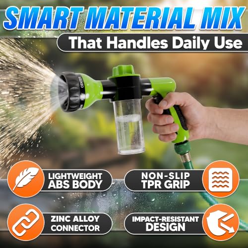 Soap Sprayer Hose Attachment, Car Wash Nozzle with Soap Dispenser - color: Black-Green