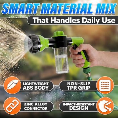 Soap Sprayer Hose Attachment, Car Wash Nozzle with Soap Dispenser - color: Black-Green