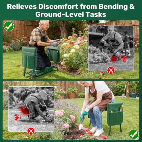 Garden Kneeler and Seat with 2 Tool Pouches for Gardening Work