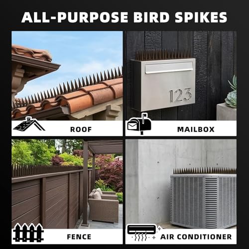 Bird Spikes, 9 Pack, 12.6 FT Total Coverage, Outdoor Bird Deterrent, Brown - color: Brown, size: 9 pack