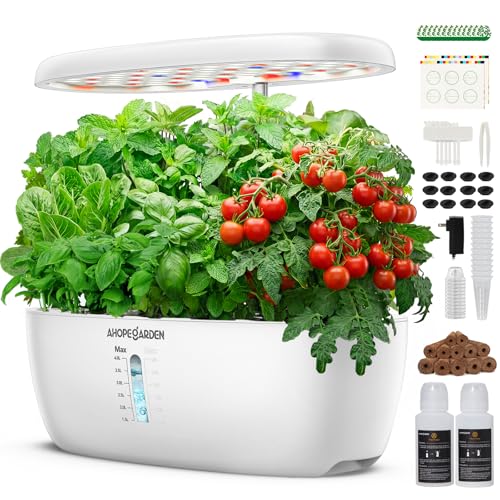 Ahopegarden 12 Pods Indoor Garden Hydroponics Growing System Kit with LED - color: Snow White