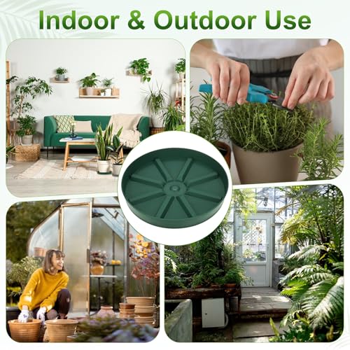 M METERXITY 2-Pack Plant Saucer, 8.27 Inch/21 cm Plastic Plant Trays Thicker for Pots/Indoor/Outdoor/Water Drainage and Protection, Flowerpot Drip Tray [Green] - size: 8.27 in