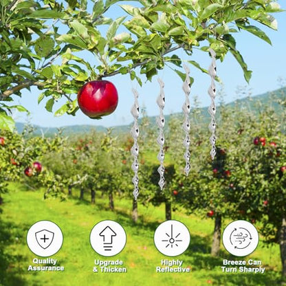 Woodpecker Deterrent for House, Wind Driven Rotation Reflective Scare Rods for Outside Garden and Yard, Outdoor Garden Décor (6PCS)
