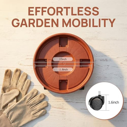 3 Pack Plant Caddy with Wheels, 13 inch Rolling Plant Stands