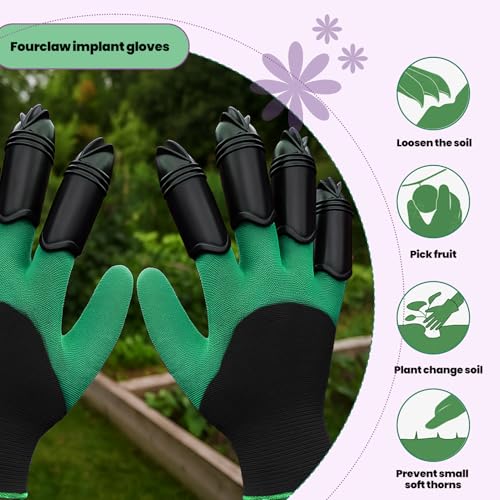 Gardening Gloves with Claws for Digging, Planting, and Weeding, Durable Glove for Men and Women, Easy to Use, Waterproof (Green, Cat Claw Shaped) - color: Green, Cat Claw