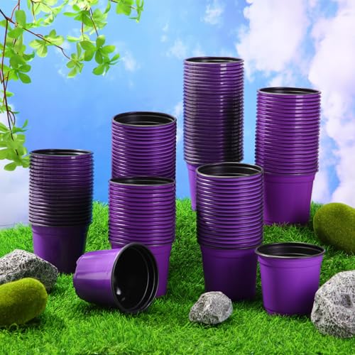 Havawish 150 Pcs 4 Inch Nursery Pots with Drainage Holes, Purple - color: Purple