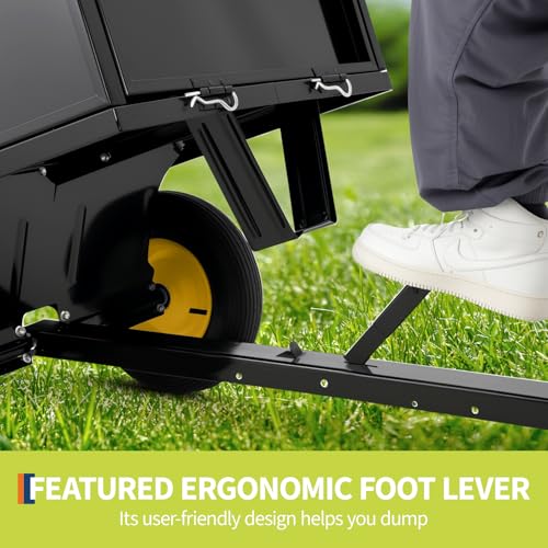 Garvee Heavy Duty Tow Behind ATV Trailer Steel Dump Cart 500 LB, 10-Cubic Feet Capacity Garden Utility Trailer with Removable Tailgate for Riding Lawn Mower Tractor - size: 500 LBS