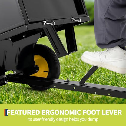Garvee Heavy Duty Tow Behind ATV Trailer Steel Dump Cart 500 LB, 10-Cubic Feet Capacity Garden Utility Trailer with Removable Tailgate for Riding Lawn Mower Tractor - size: 500 LBS
