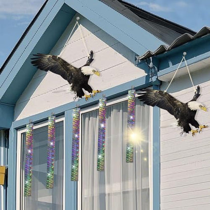 Flat Fake Hawk to Keep Pigeon Away with Reflective Tape, 2Pcs Visual Hanging Owls to Scare Away from Woodpecker Porch Patio Balcony, Pigeon Scare Devices, Garden Owls to Scares Outdoor to Protect Yard - color: 4Pcs Black-2