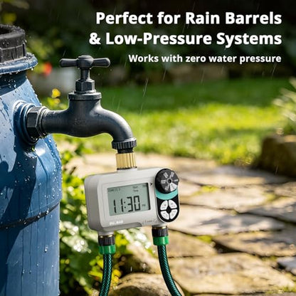 QUOBAS Zero Pressure Water Timer, Brass Sprinkler Timer for Garden Hose