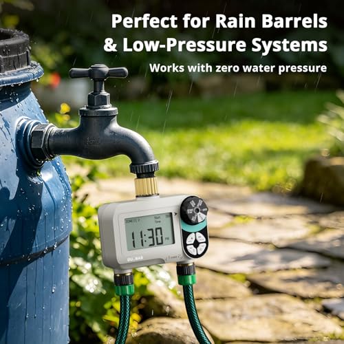 QUOBAS Zero Pressure Water Timer, Brass Sprinkler Timer for Garden Hose