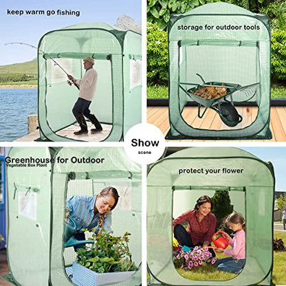 Porayhut Pop Up Greenhouse Tent,Portable X-Large Walk-in Flower House ,Indoor Outdoor Gardening Plant Sunshine Room with PE Mesh Cloth Cover for Protecting Plant from Cold Frost & Birds - style: 63.7'' Tall Large Plant tent