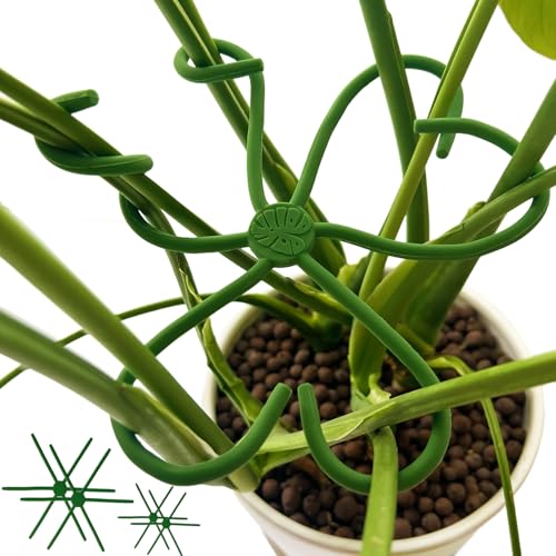 4 Pcs Free-Form Bending Silicone Plant Stem Support, 2 Sizes Flexible Hook Monstera Stem Supports, Reusable Silicone Plant Climbing Stakes Indoor Outdoor - color: 2M2L Green