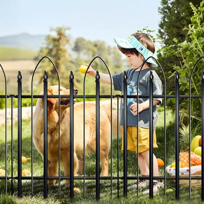 Thealyn Garden Fence 32" H x 24" W (10 Panels, Total 20 ft), Metal Fence Decorative Border Fence, Rustproof Landscape Fencing for Dog, Flower Bed, Yard, Patio, Animal Barrier - size: 32″ H x 20 ft (10 Panels) Without Gate Latch