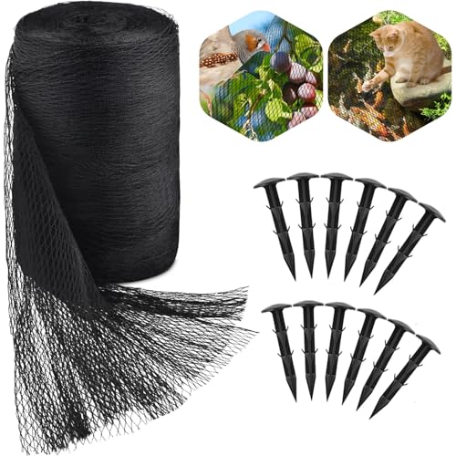 PACETAP 30 x 35 Ft Koi Pond Netting Kit, Heavy Duty Pond Netting Mesh Net Cover for Leaves, Protecting Koi Fish from Birds, Cats -Stakes Included - size: 30x35