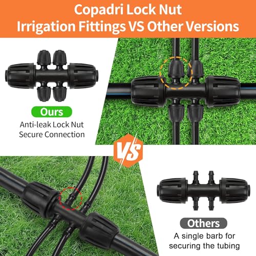 19 Pieces 1/2 Inch Drip Irrigation Fittings Kit, 1/2'' Drip Line Barbed Fittings for 1/2 Inch Irrigation Tubing (1/2" ID x 0.650" OD) Anti-Leak Lock Nut Connectors for Garden Drip System - size: 1/2" Fittings Kit-19P
