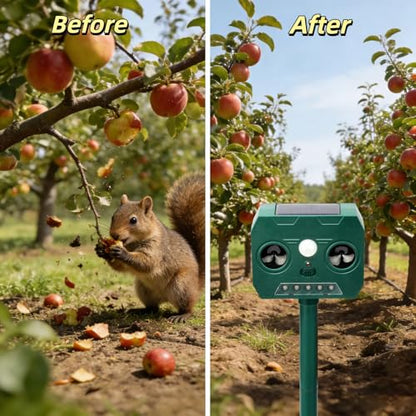 Solar Animal Repeller, PIR Sensor, Flashing Light, IP65 Waterproof, Yard