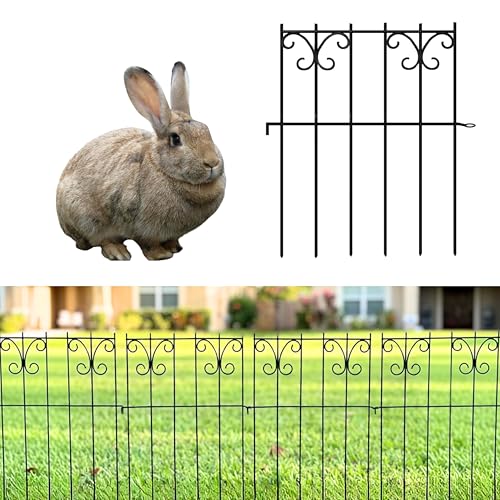 ShopLaLa Decorative Garden Fencing (20 Panels) 12in(L) x 16.5in(H) Rustproof Black Metal Wire Animal Barrier Fence, Butterfly Edging for Landscape Patio Outdoor Decor, Dog Fences for the Yard - size: Black x 20