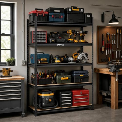 Heavy Duty 5-Tier Storage Shelves, 2204 lbs, 48" W x 18" D x 72.1" H - size: 72.1" H x 35.4" W x 18" D
