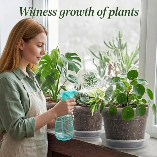 4 Sets 8 Inch Large Clear Nursery Pots with Drainage Holes. - color: 8 Inch