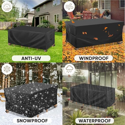 BALEINE Patio Furniture Covers Waterproof, Heavy Duty Outdoor Table Cover - color: Black, size: 138"L×86"W×32"H