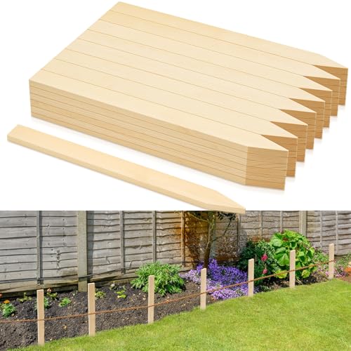 Colingmill 20 Pieces Wooden Garden Stakes 18 Inch Grade and Survey Stakes Wooden Garden and Sign Posts for Plant Support Silt Fence Yard Farm Survey Boundaries Baselines - size: 18 Inch