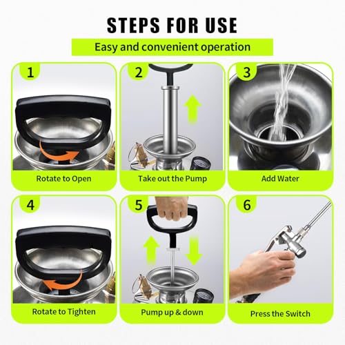 1 Gallon Pump Sprayer, Heavy Duty Stainless Steel Garden Sprayer with 14" All-Steel Wand & 4FT Reinforced Hose for Lawn Care, Weed Control & Pest Control, Includes Viton & EPDM Seals, Gloves - size: 1G/4L