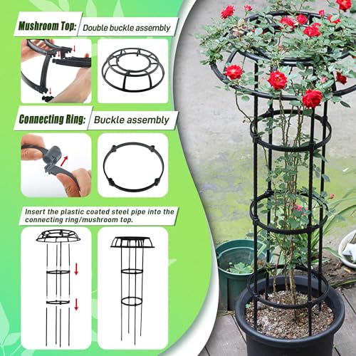 Quibbay 41.3 Inch Mushroom Top Garden Trellis for Climbing Plants, 1 Pack - style: 3 Floors-10*41IN