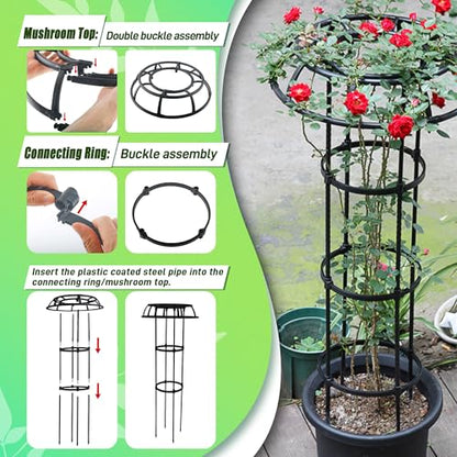 Quibbay 41.3 Inch Mushroom Top Garden Trellis for Climbing Plants, 1 Pack - style: 3 Floors-10*41IN