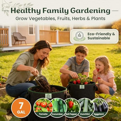 Mabel's Gardening 10-Pack 7 Gallon Grow Bags - Garden Planting Bags 13.4 x 11.4 INCH Made of 8.85 oz/yd² (300g/m²) Felt & Fleece Fabric Plant Pot, Plant Bag, Grow Bag for Cucumber Tomato Zucchini - color: 10-pack, size: 7 Gallon