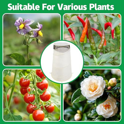 Purple Star 2 Pcs Pop Up Rose Cones for Winter Protection, 20" x 13" x 9" Winter Rose Collars Protective Cover, Freeze Protection Roses Bush Cover for Protecting Against Frost Wind and Animals Eating - color: White-2Pcs