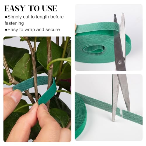 4 Roll Plant Tape Garden Ties, 131 Ft Green Plant Ties for Climbing Plants, 1/2" Adjustable Twist Ties for Plants Support, Reusable Nylon Gardening Tape for Growing, Home, Office - size: 4 Roll,131Ft