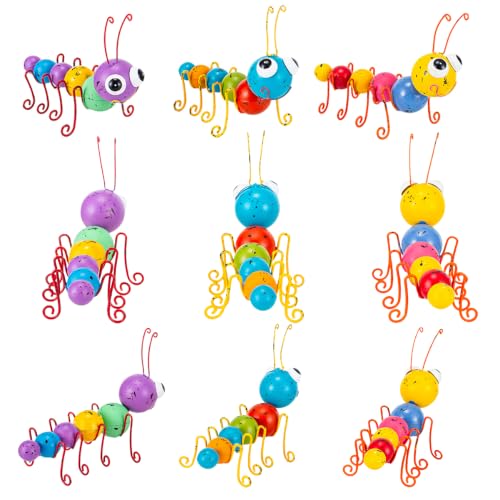 Metal Yard Art Colorful Caterpillar Figurines Set of 3 - color: 3 Pack Caterpillars