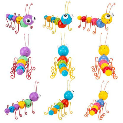Metal Yard Art Colorful Caterpillar Figurines Set of 3 - color: 3 Pack Caterpillars