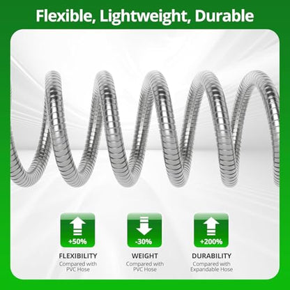 25FT Expandable Stainless Steel Garden Hose, Kink-Free Hose for Yard & Garden