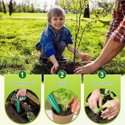 M METERXITY 1-Set Seed Planter Tool, Plastic Hand Dibber Garden Tool with Handle for Sowing Seeds/Transplanting/Planting Bulb, Handheld Digging Hole Punch [Dark Green, with Plant Labels] - color: Dark green
