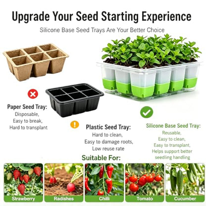 NestNature 5-Pack Seed Starter Tray Set|60-Cell Flexible Germination Trays - color: Classic Style Green