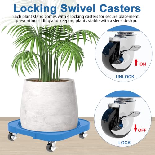 2 Pack 11'' Heavy Duty Rolling Plant Caddy with Wheels, Blue - color: Blue