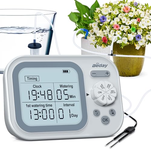 Automatic Drip Irrigation System for Indoor Plants, 2026 Automatic Plant Waterer for 15 Potted Plants Watering with Anti-Siphon and Humidity Mode, Timer, Rechargeable Vacation Self-Watering Pump - color: Gray