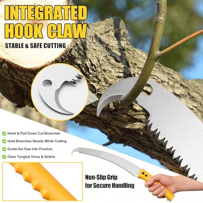 Pole Saw for Tree Trimming,Lightweight 2 in 1 5FT Manual Hand Saws Tree Trimmer Pole Saw, Sharp Steel Blade, Adjustable Branch Cutter Pruner for Yard Walkway Oak Palm Fruit Pine and Fir Limbs Cutting - size: 5FT