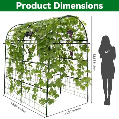 Garden Arch Trellis for Climbing Plants Outdoor - 83" H*71" W*43" L (Black) - size: 71"×44"×83"-B