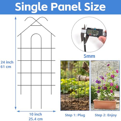 ARIFARO 4 Pack 24" Metal Garden Trellis for Climbing Plants Outdoor - size: 24 inch