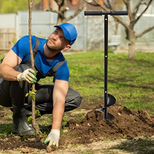 Manual Post Hole Digger 6" x 33.46" Hand Drill Auger Post Hole Digger Earth Garden Auger Drill Spiral Drill Planter for Bulb, Flower, Tree, Seedlings, Bedding Plants