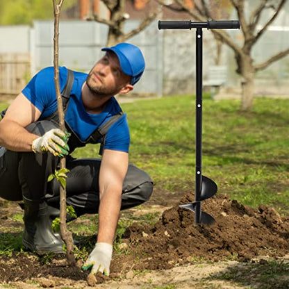 Manual Post Hole Digger 6" x 33.46" Hand Drill Auger Post Hole Digger Earth Garden Auger Drill Spiral Drill Planter for Bulb, Flower, Tree, Seedlings, Bedding Plants
