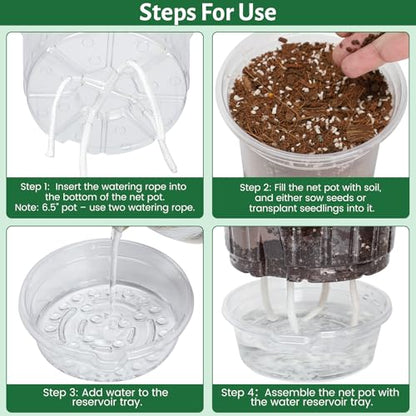 Bluepro Self Watering Pots for Indoor Plants, 4/5/6.5 Inch, 18-Pack - size: 4/5/6.5 Inch-18Pcs