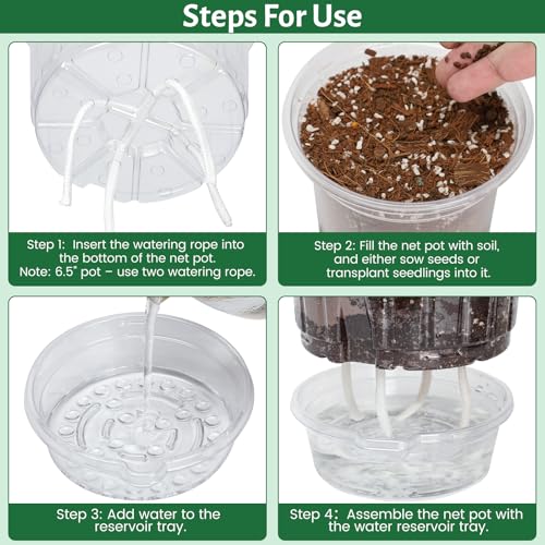 Bluepro Self Watering Pots for Indoor Plants, 4/5/6.5 Inch, 18-Pack - size: 4/5/6.5 Inch-18Pcs