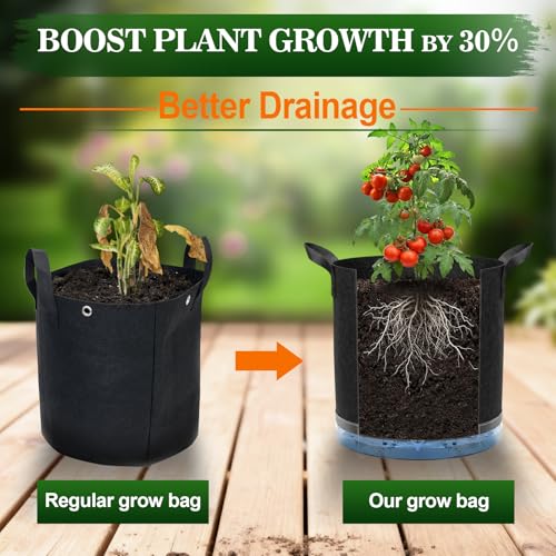 5 Pack 7 Gallon Self-Watering Grow Bags with Reservoir and Support Rings - size: 7 Gallon