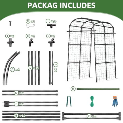 Garden Arch Trellis 71×43×83in PE Coated Metal Arbor for Outdoor Vines - size: 71"L x 43"W x 83"H